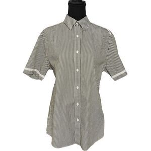 Murano Men’s Slim Fit Short Sleeve Pinstriped Button Up Shirt size Large